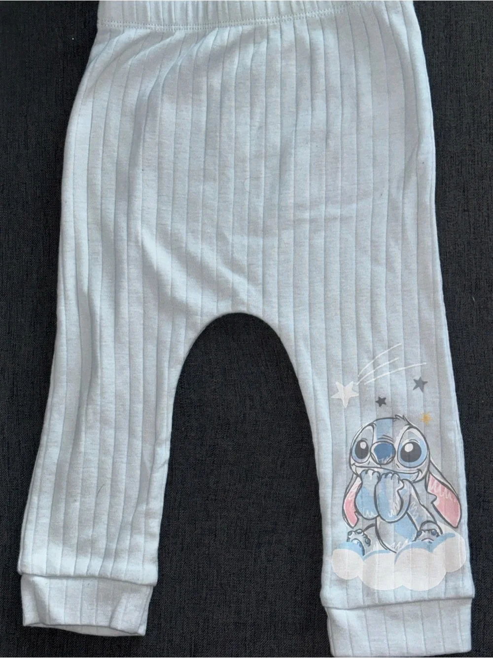 Disney Blue Ribbed Infant One-Piece Stitch Pants & Nike Joggers